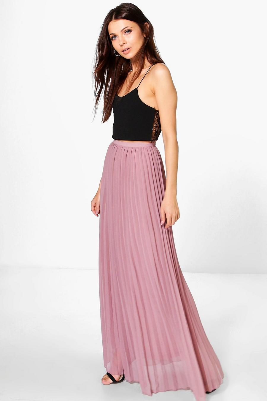 Mauve Geplooide Chiffon Maxi Rok image number 1