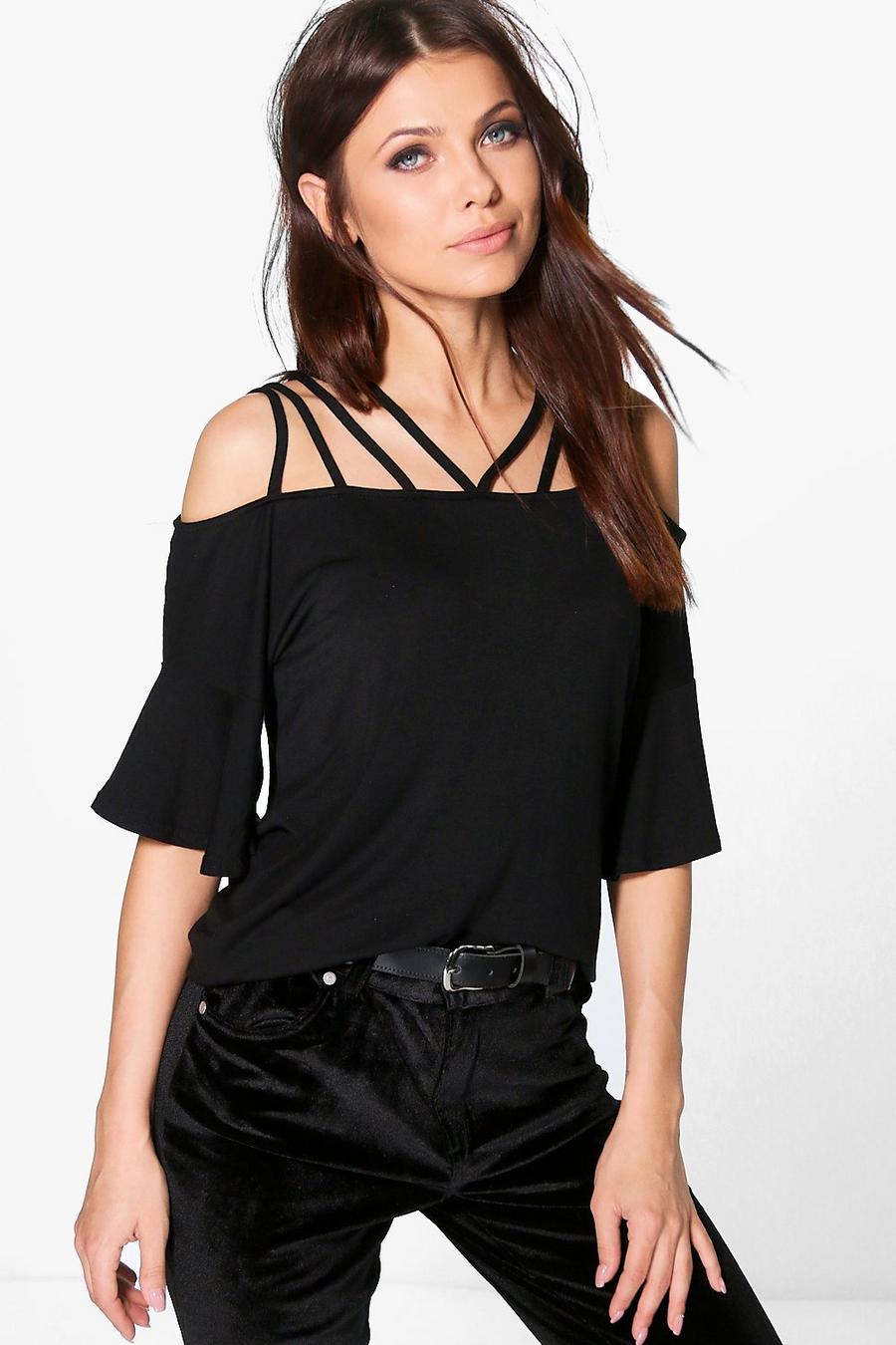 Emma Strappy Neck Flare Sleeve Top image number 1