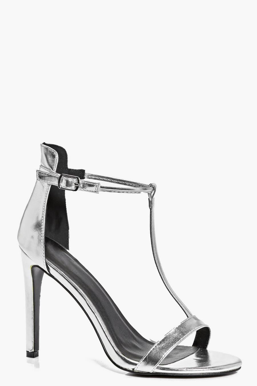 Silver Grace T Bar Stiletto Shoes image number 1