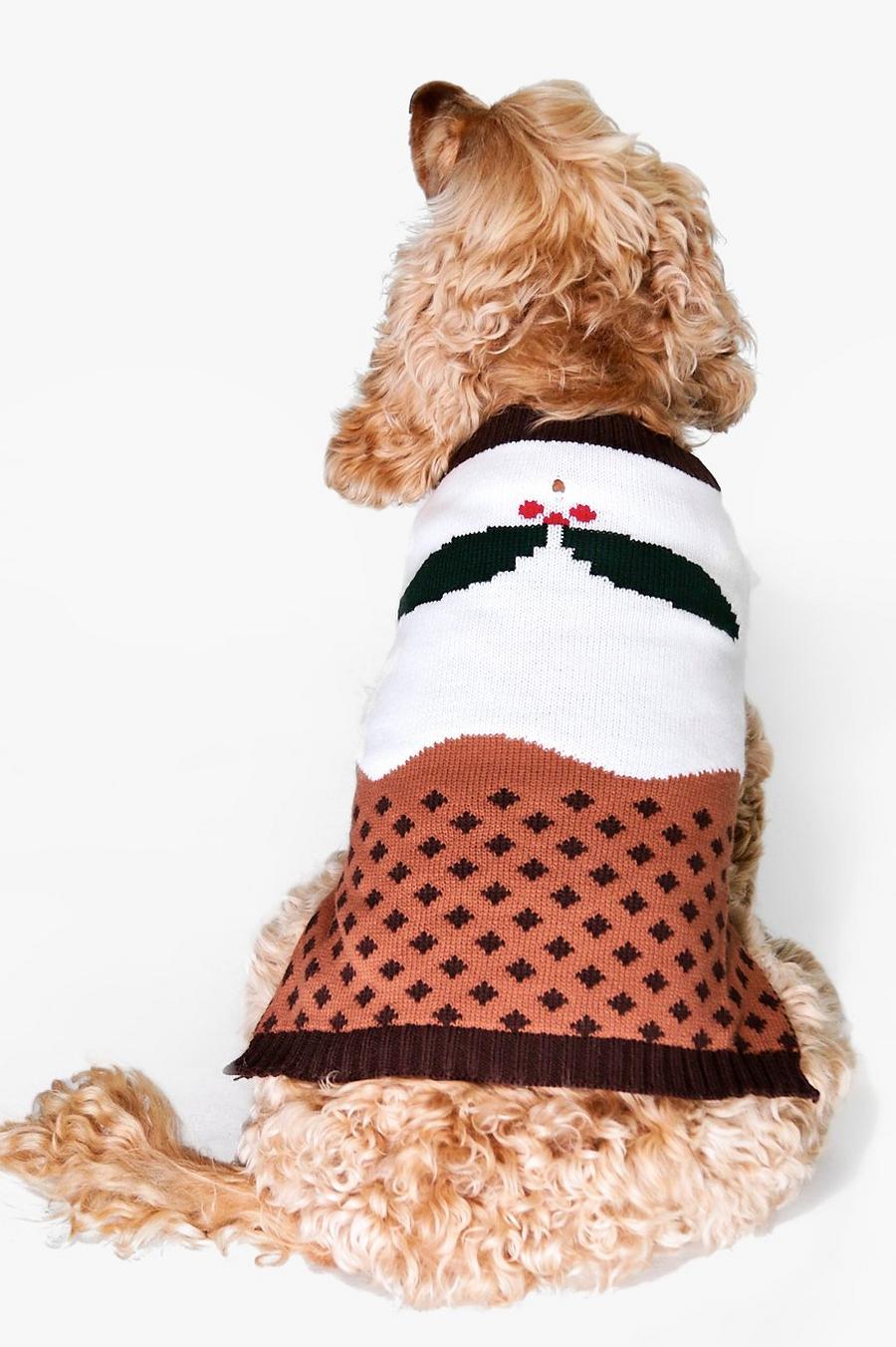 Jersey para perro con pudin navideño, Marrón image number 1