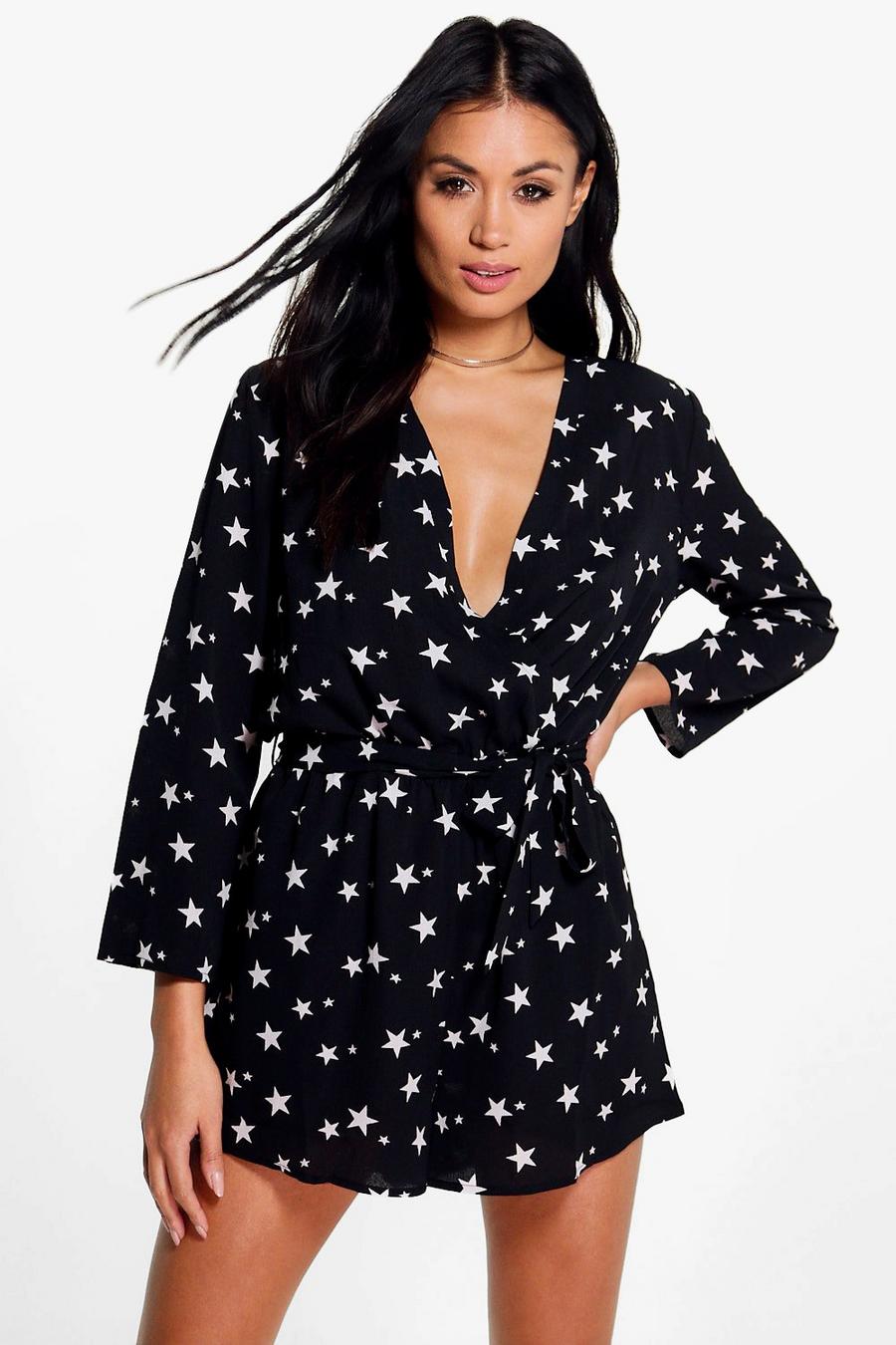 Star Print Wrap Front Playsuit image number 1