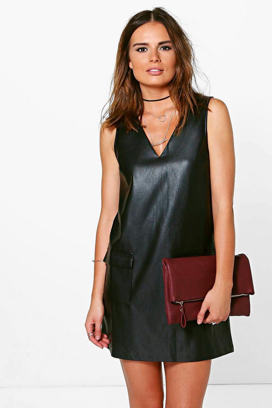 Natasha Faux Leather Pocket Pinafore Dress image number 1