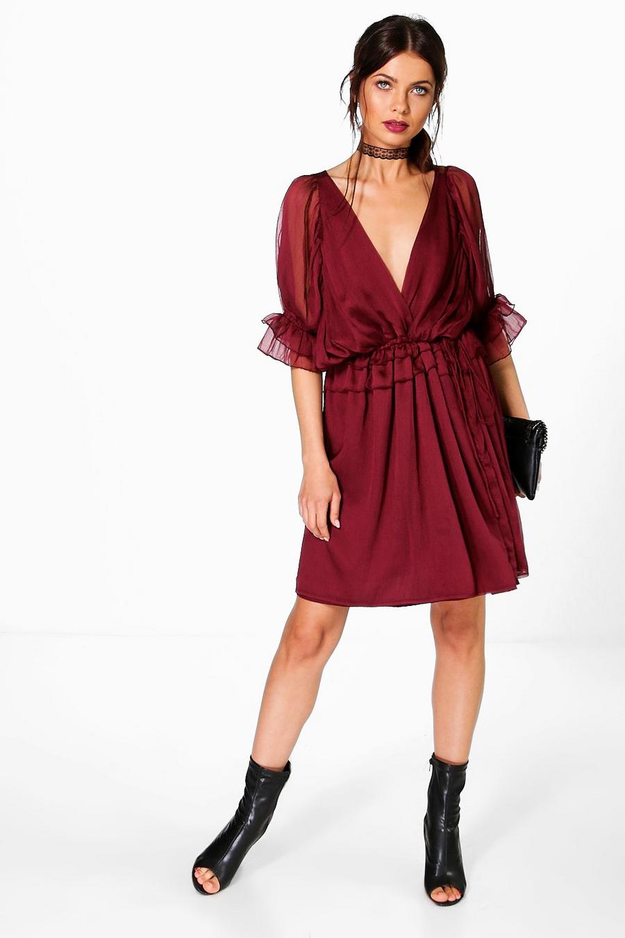 Berry Boutique Soph Ruffle Detail Wrap Front Dress image number 1
