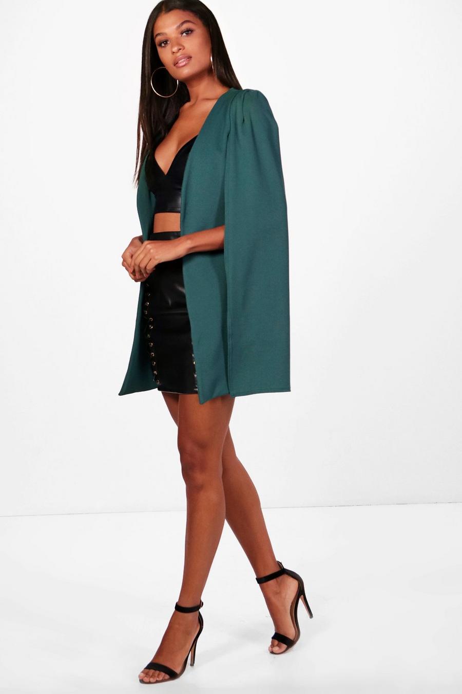 Green Longline Tailored Crepe Cape image number 1