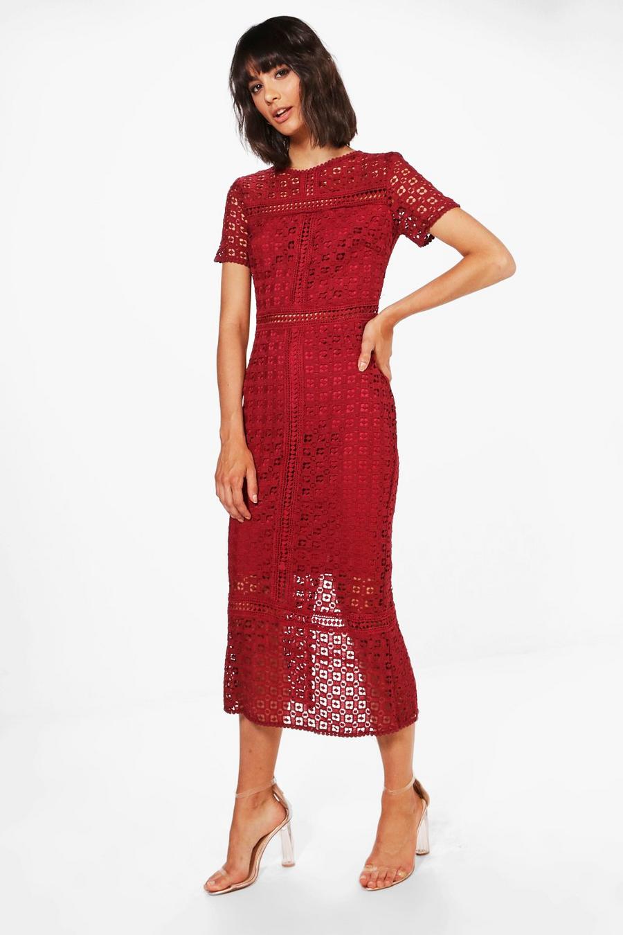 Berry Boutique Crochet Midi Dress image number 1