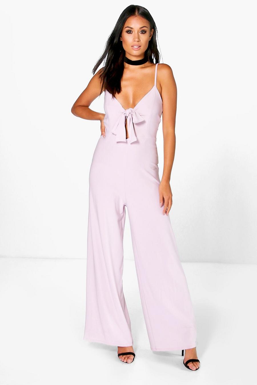 Lilac Tie Front Wide Leg Jumpsuit image number 1