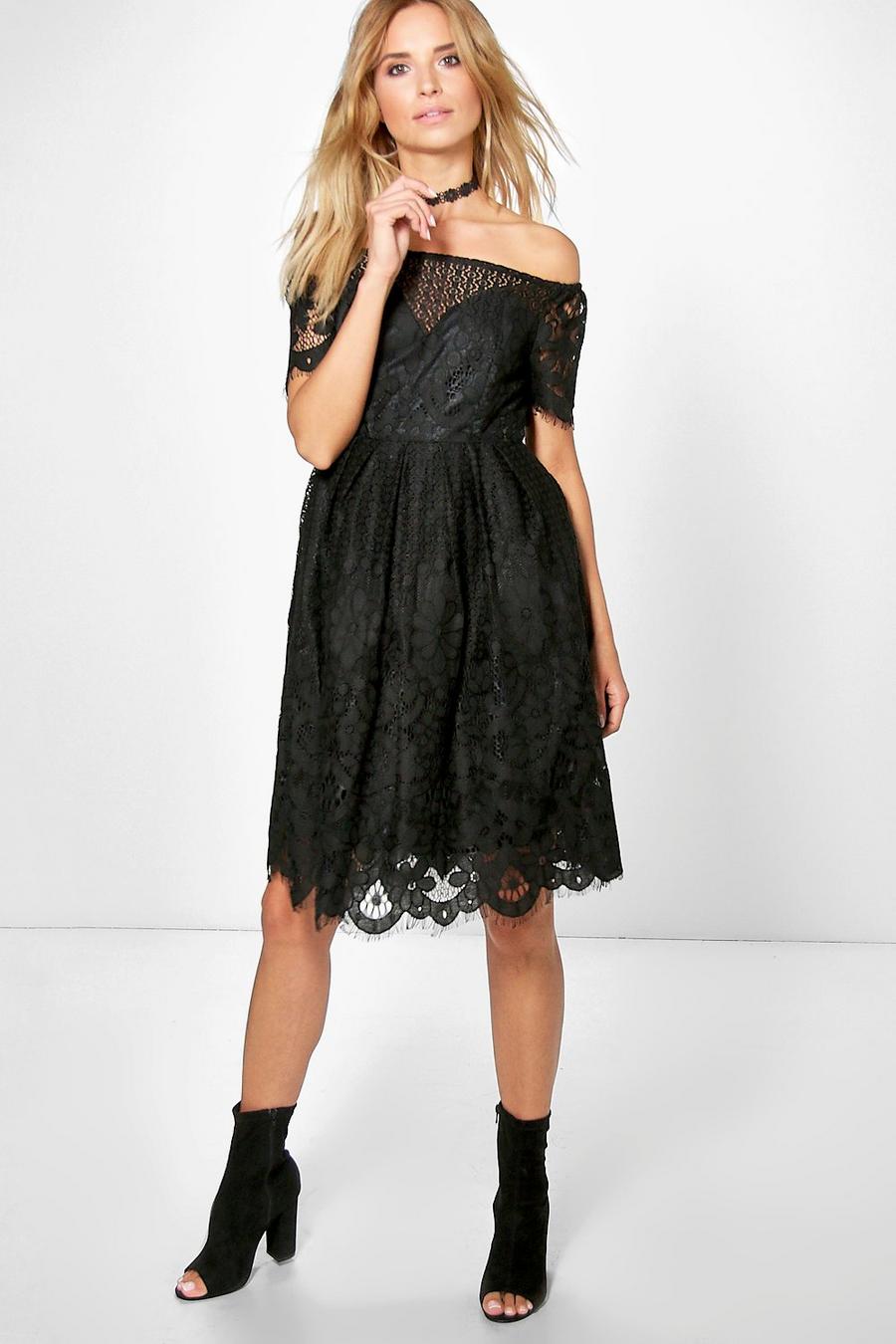 Boutique Zoe Abendkleid aus Spitze mit Bardot-Ausschnitt image number 1