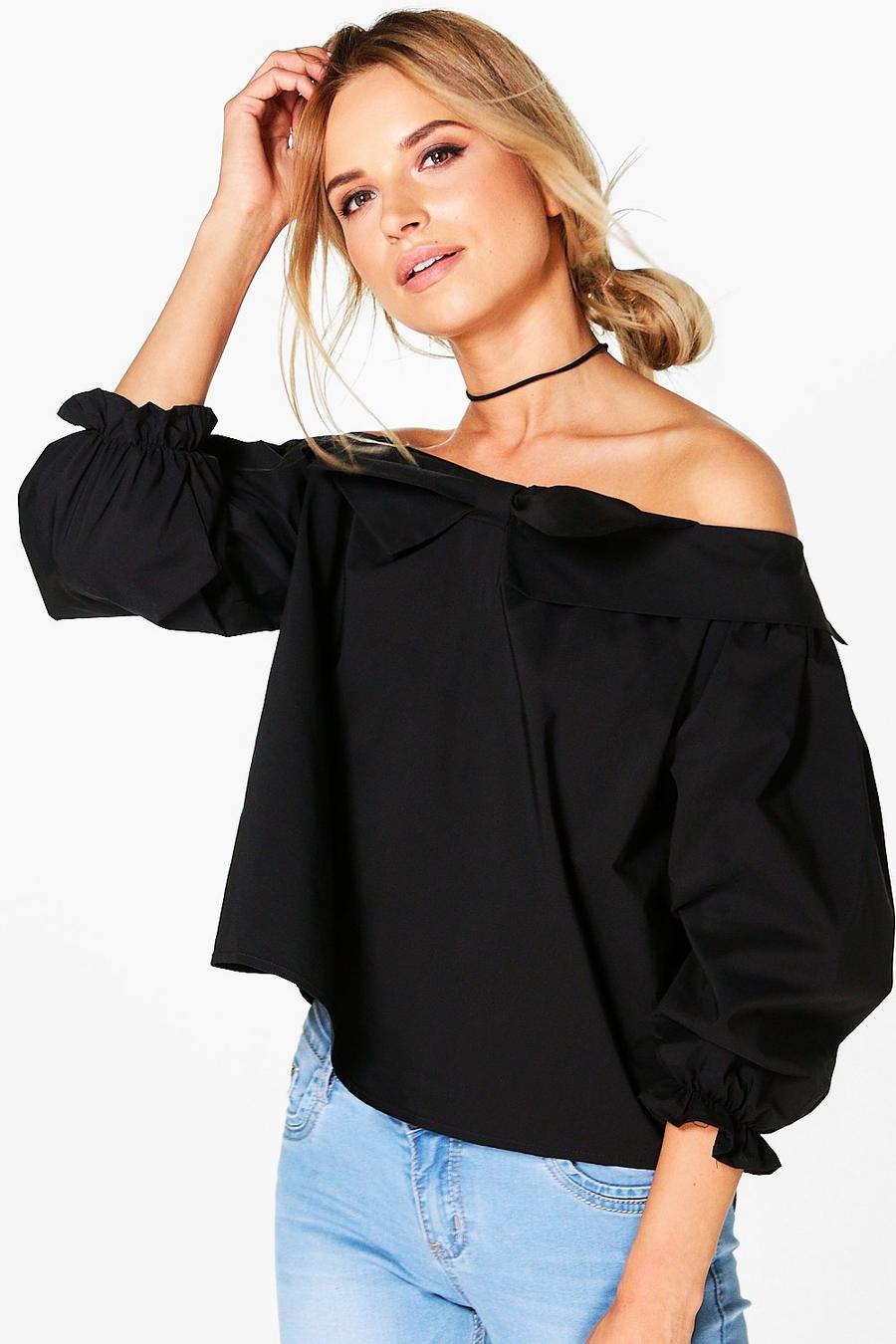 Tia Bow Detail Long Sleeve Off The Shoulder Top image number 1