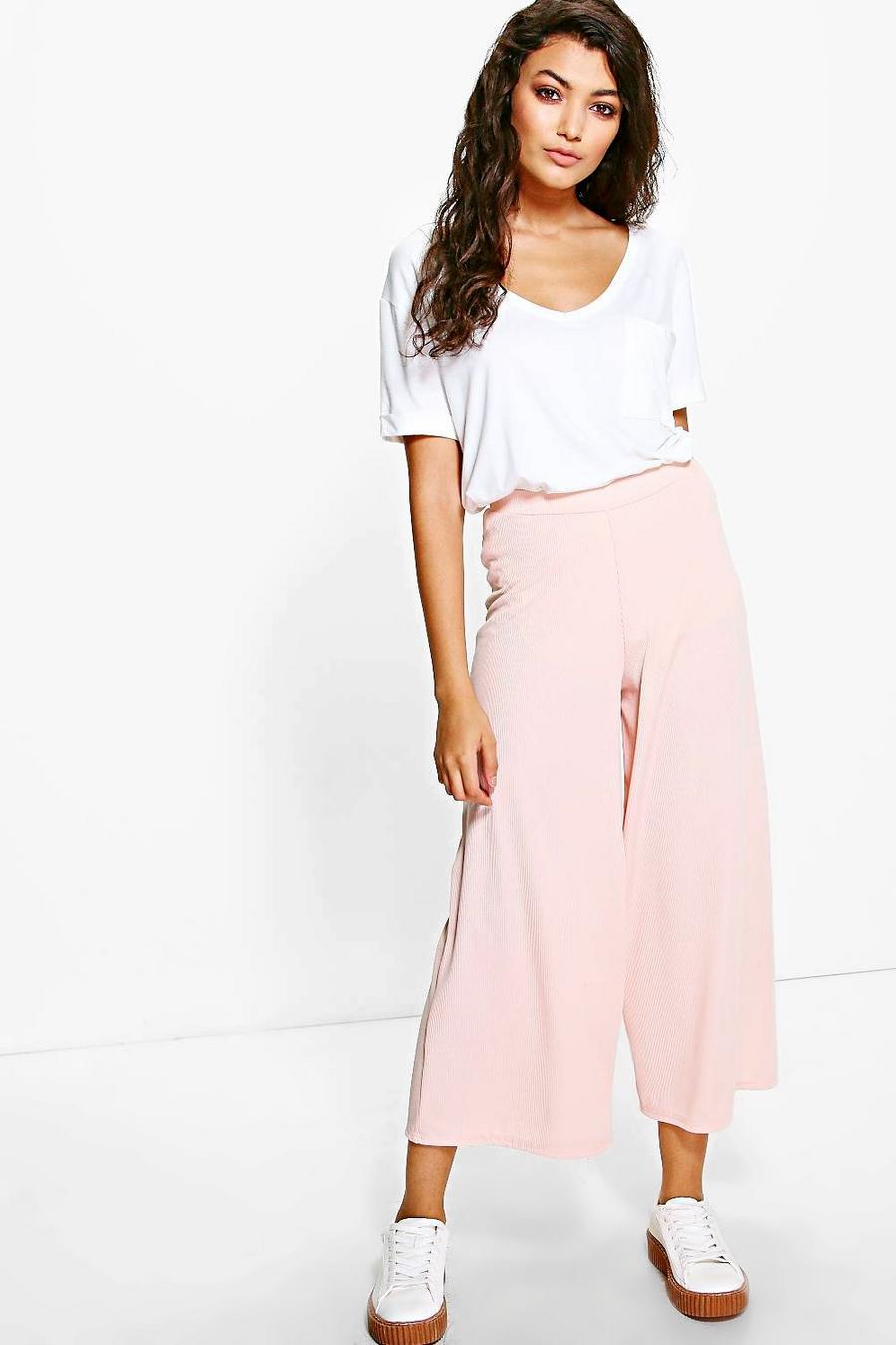 Nude Baha Ribbed Wide Leg Cropped Pants image number 1