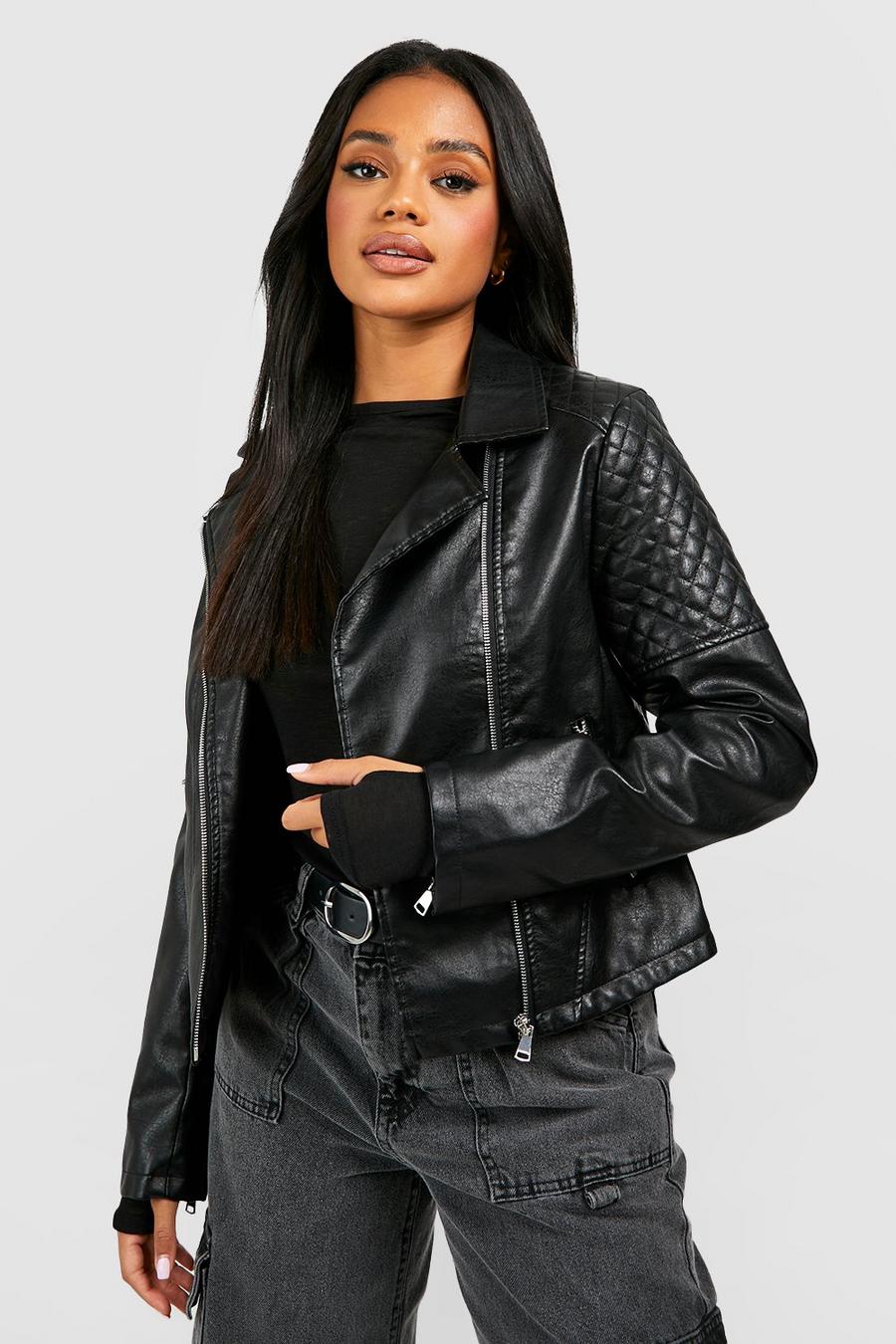 Black Faux Leather Biker Jacket image number 1