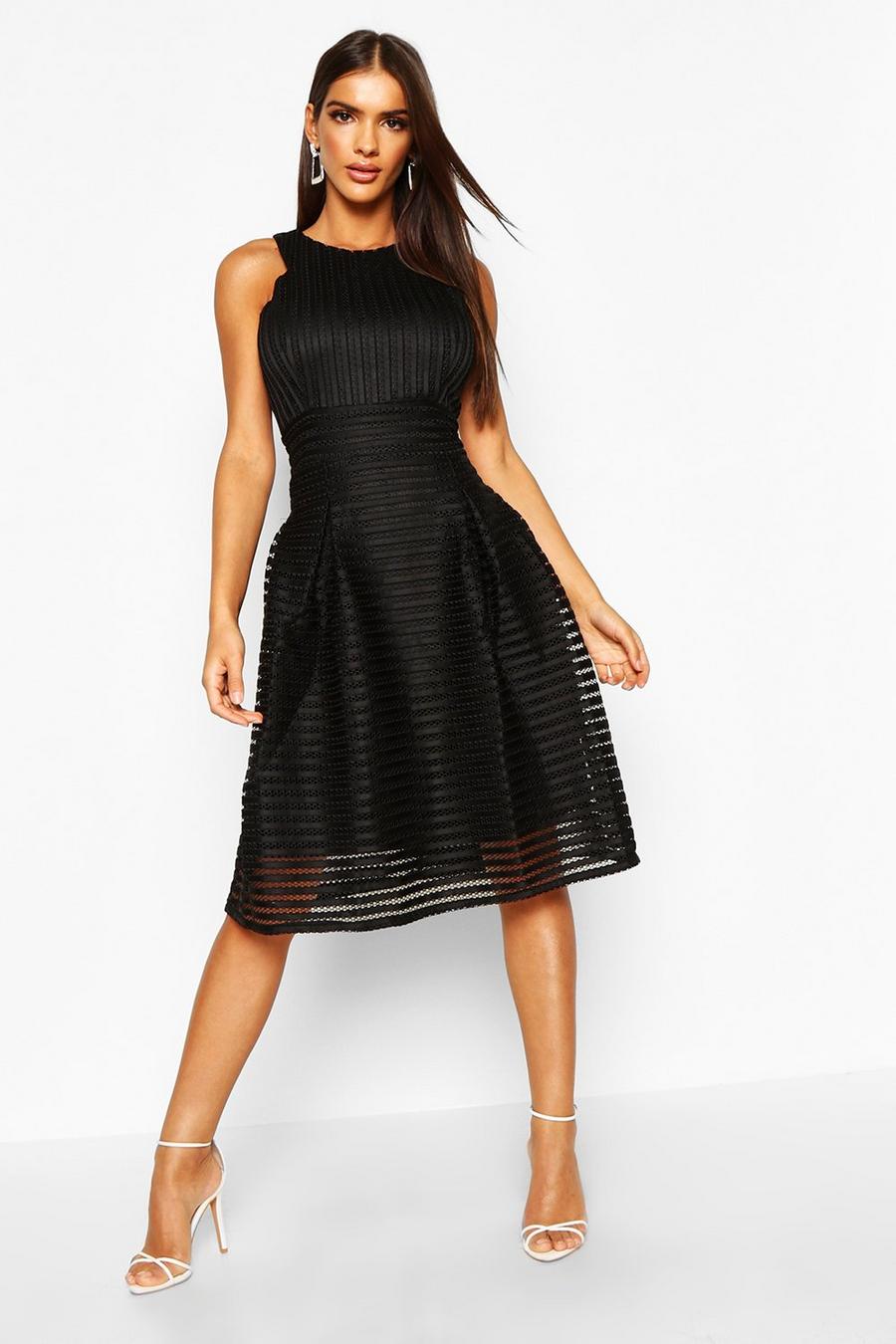 Black Boutique Paneled Full Skirt Skater Dress image number 1