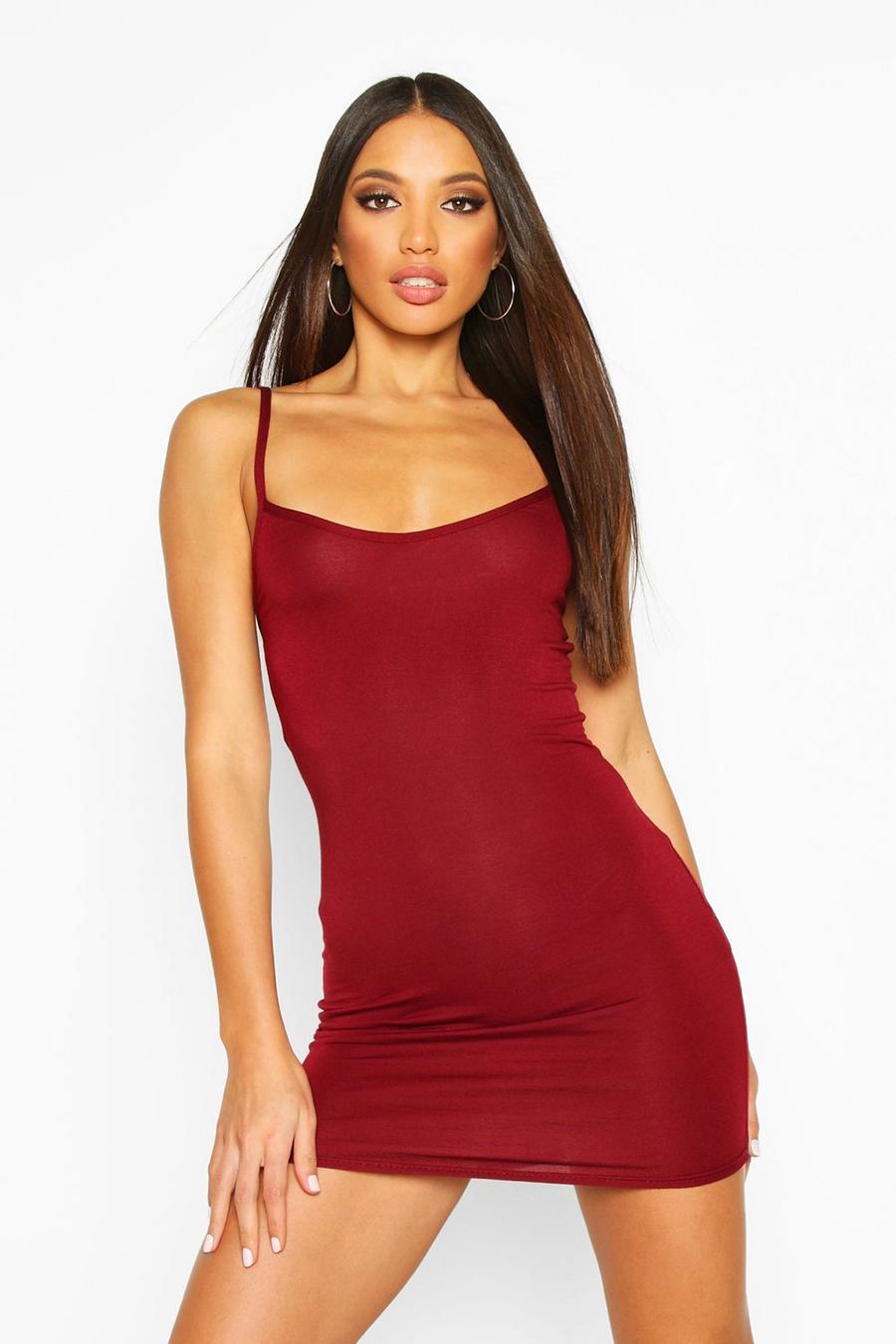 Merlot Basic Strappy Cami Bodycon Dress image number 1