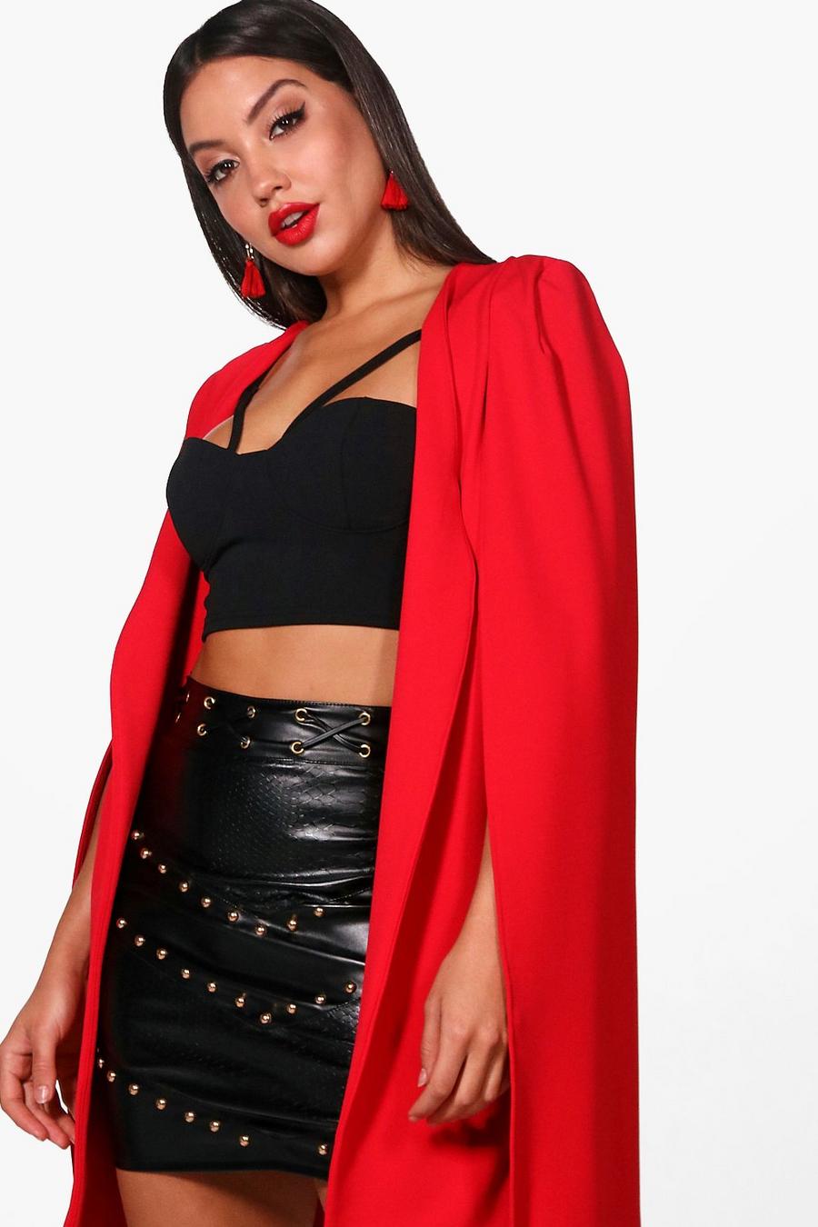 Red Longline Tailored Jersey Crepe Cape image number 1