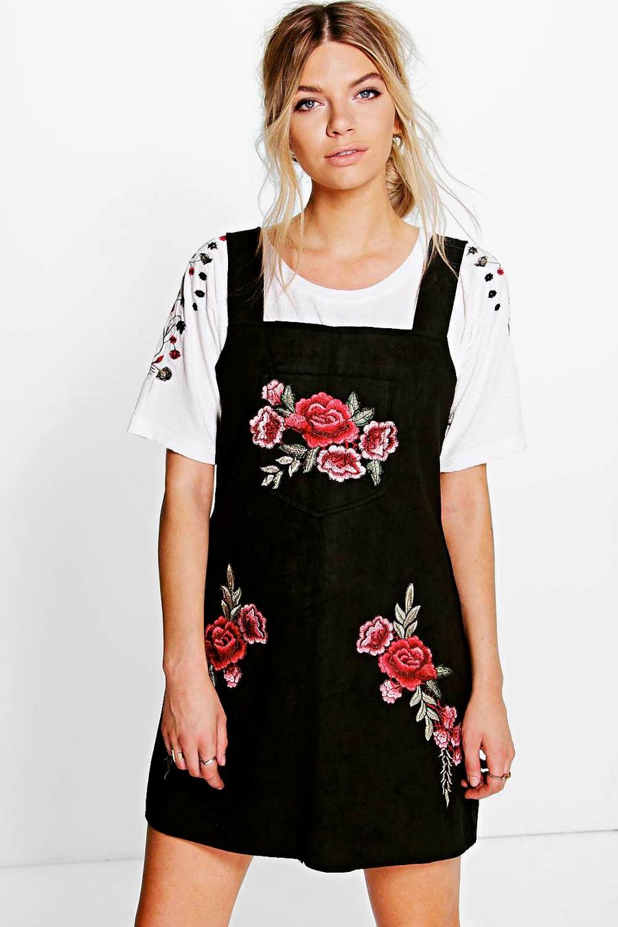 Embroidered Suede Pinafore Dress image number 1