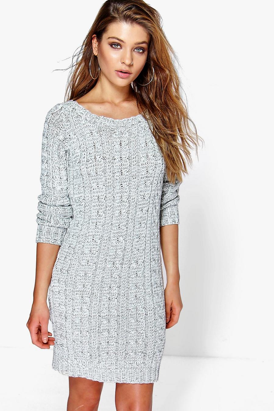 Grey Cable Knit Mini Dress image number 1