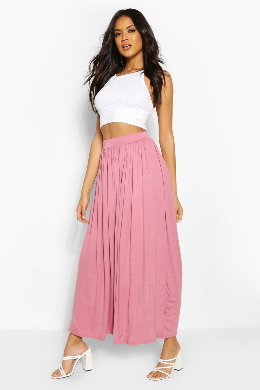 Rose Floor Sweeping Jersey Knit Maxi Skirt image number 1