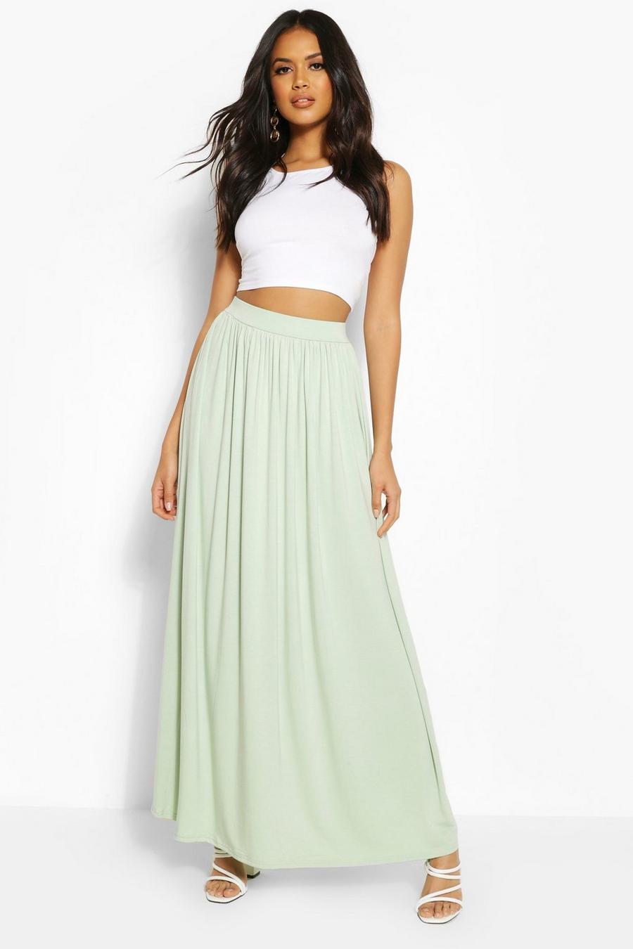 Sage Floor Sweeping Jersey Knit Maxi Skirt image number 1