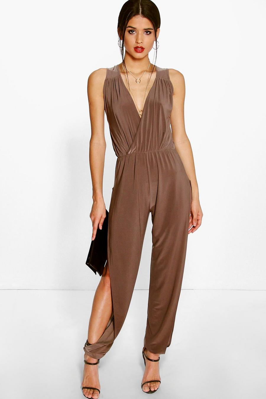 Mocha Side Split Jumpsuit image number 1