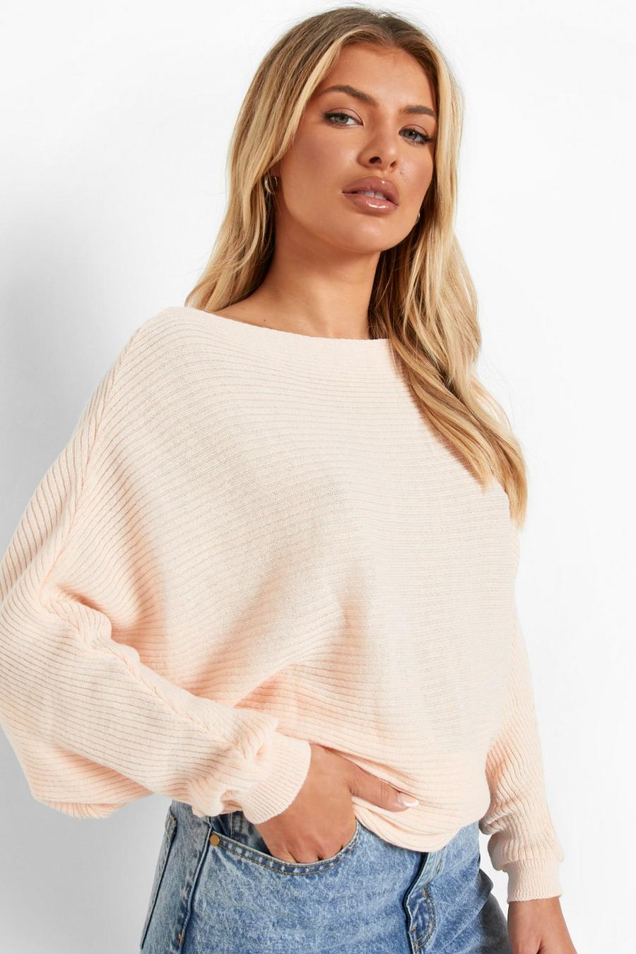 Nude Oversized Rib Knit Batwing Jumper image number 1