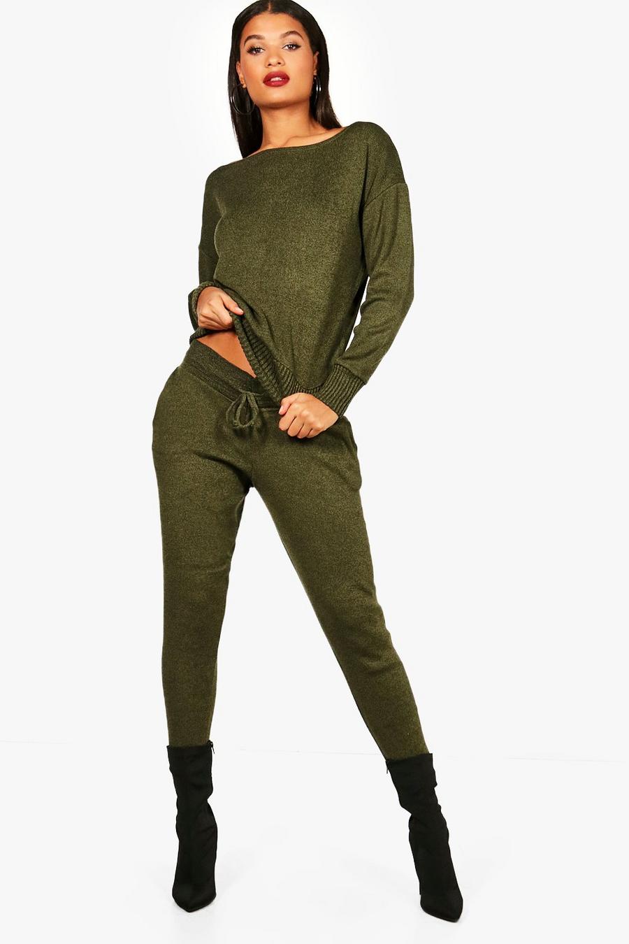 Khaki Boutique Heavy Knitted Tracksuit image number 1