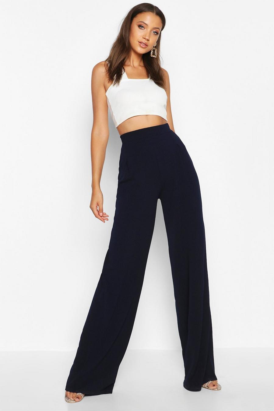 Marineblauw Tall Wide Leg Broek image number 1