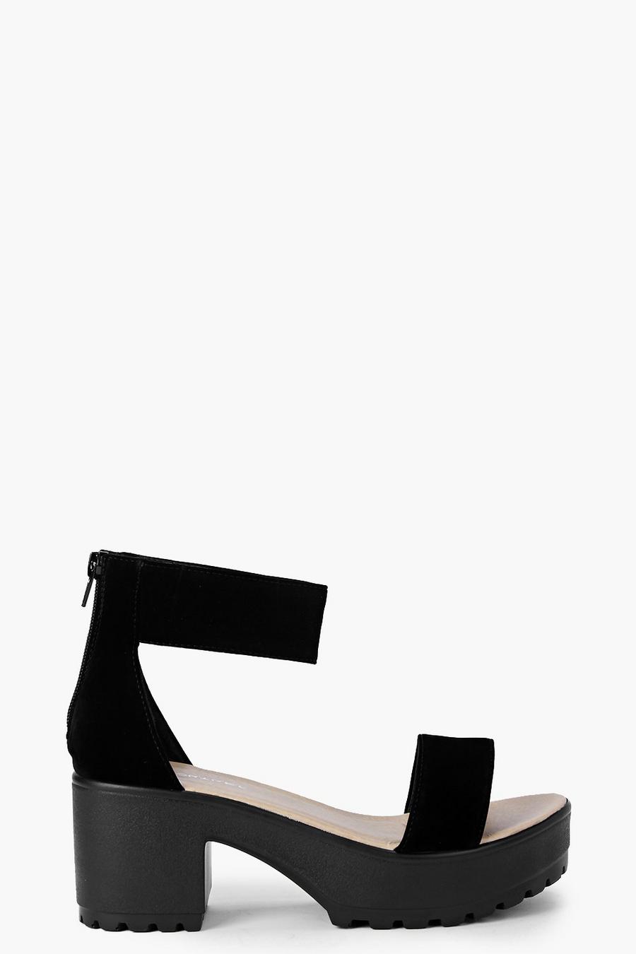 Black Ankle Strap Cleated Sandals image number 1