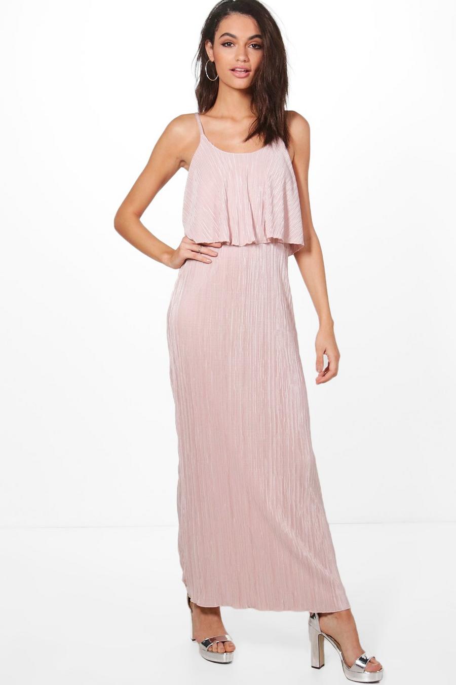 Double Layer Crinkle Maxi Dress, Antique rose image number 1