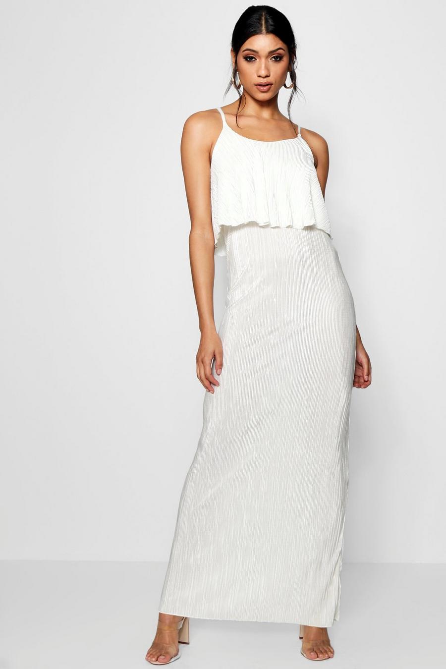 Double Layer Crinkle Maxi Dress, White image number 1