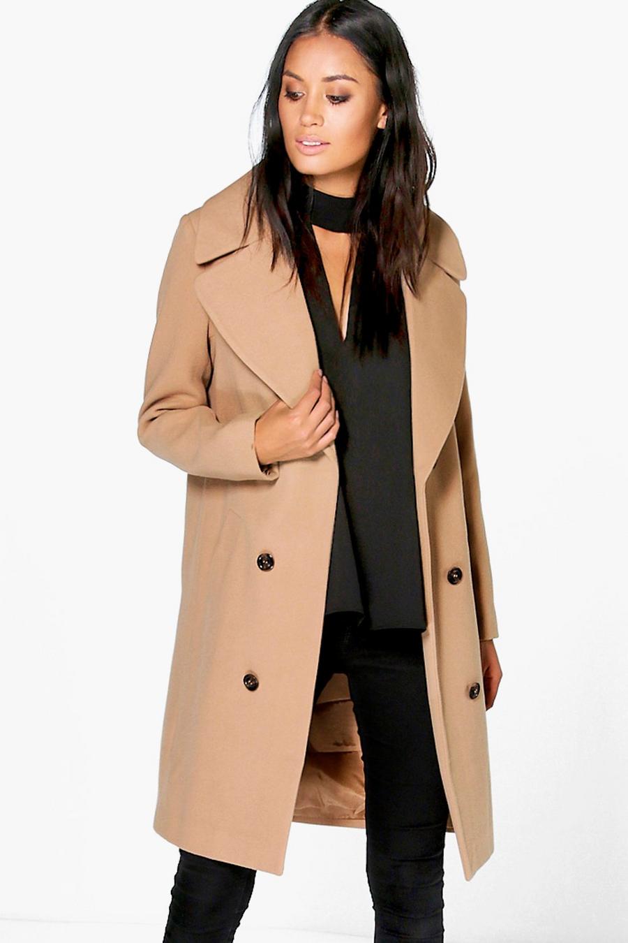 Camel Oversized Collar Double Breasted Coat image number 1