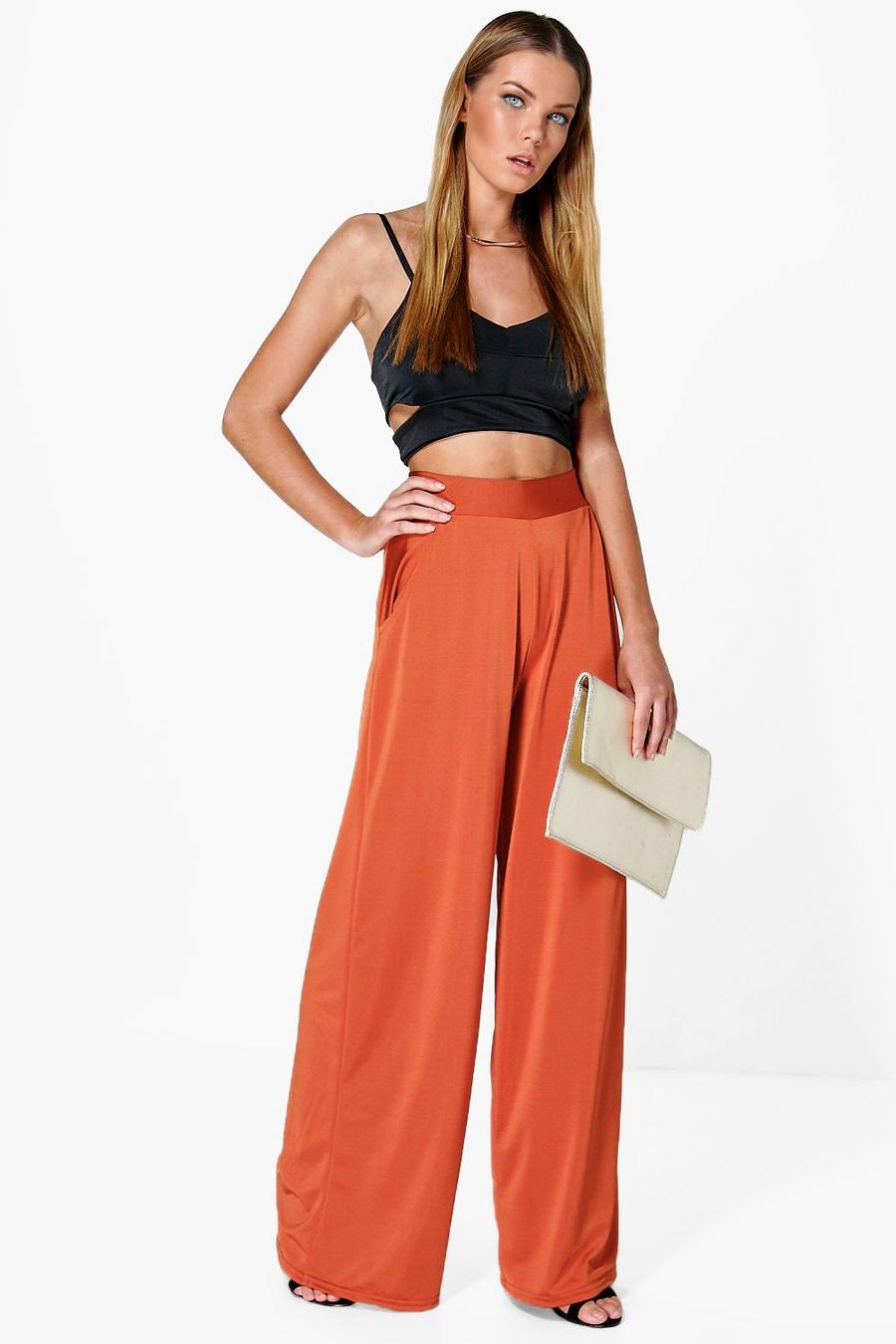 Rust Pocket Side Wide Leg Trousers image number 1