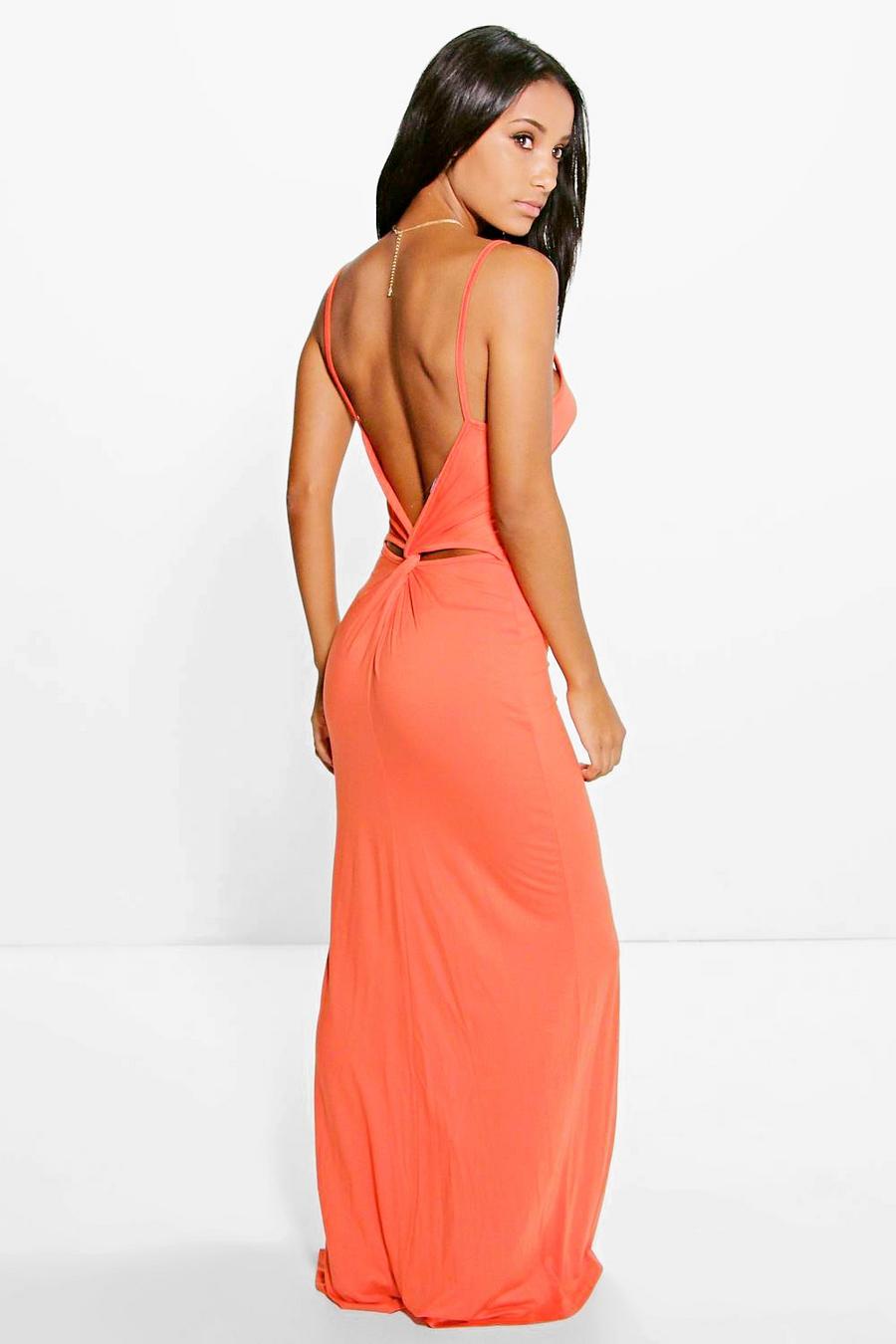 Oranje Maxi-jurk met gekruiste rug image number 1