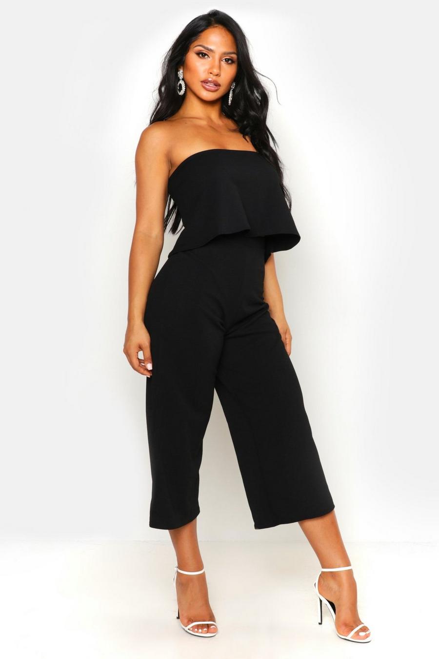 Black Tube Top And Culottes Two-Piece Set image number 1