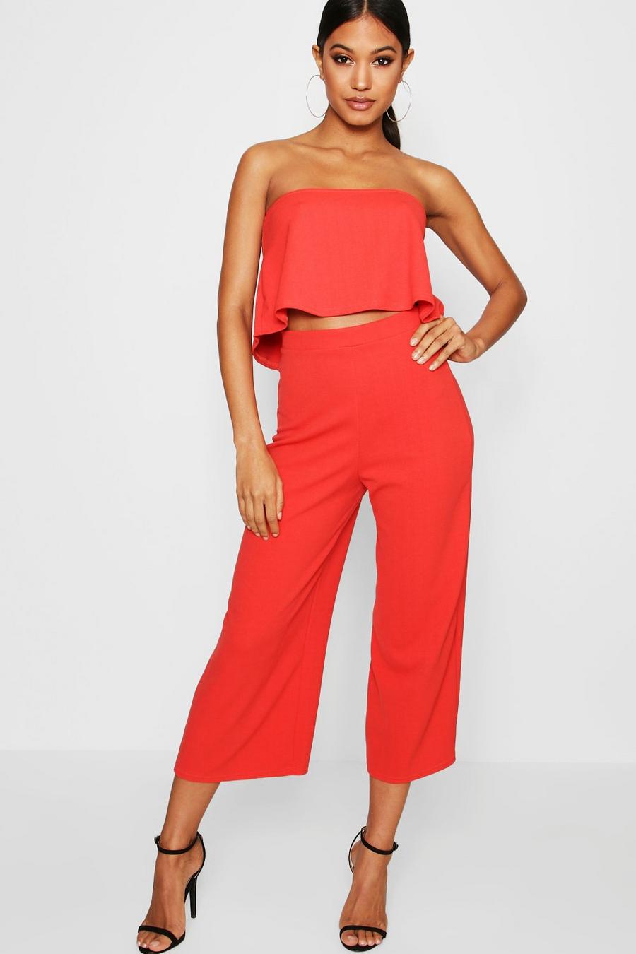 Sahara red Bandeau Top And Culottes Co-Ord Set image number 1