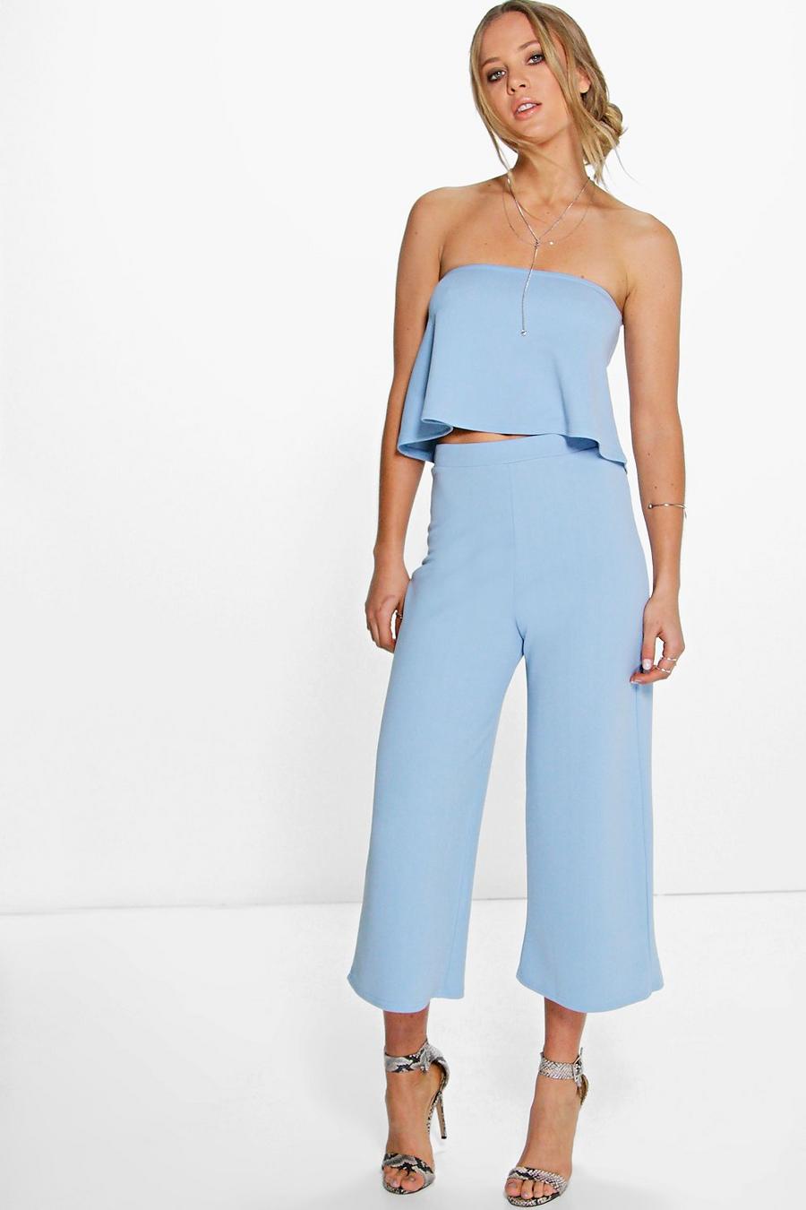 Sky Bandeau Top And Culottes Co-Ord Set image number 1