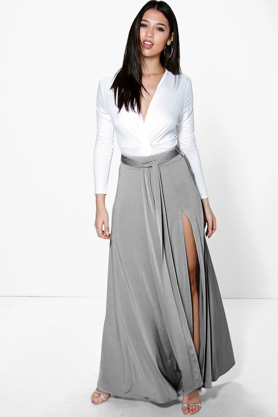 Mila Obi Tie Split Front Full Maxi Skirt image number 1
