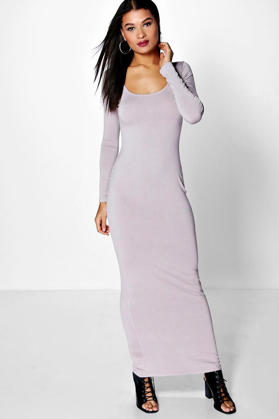 Grey Long Sleeve Maxi Dress image number 1