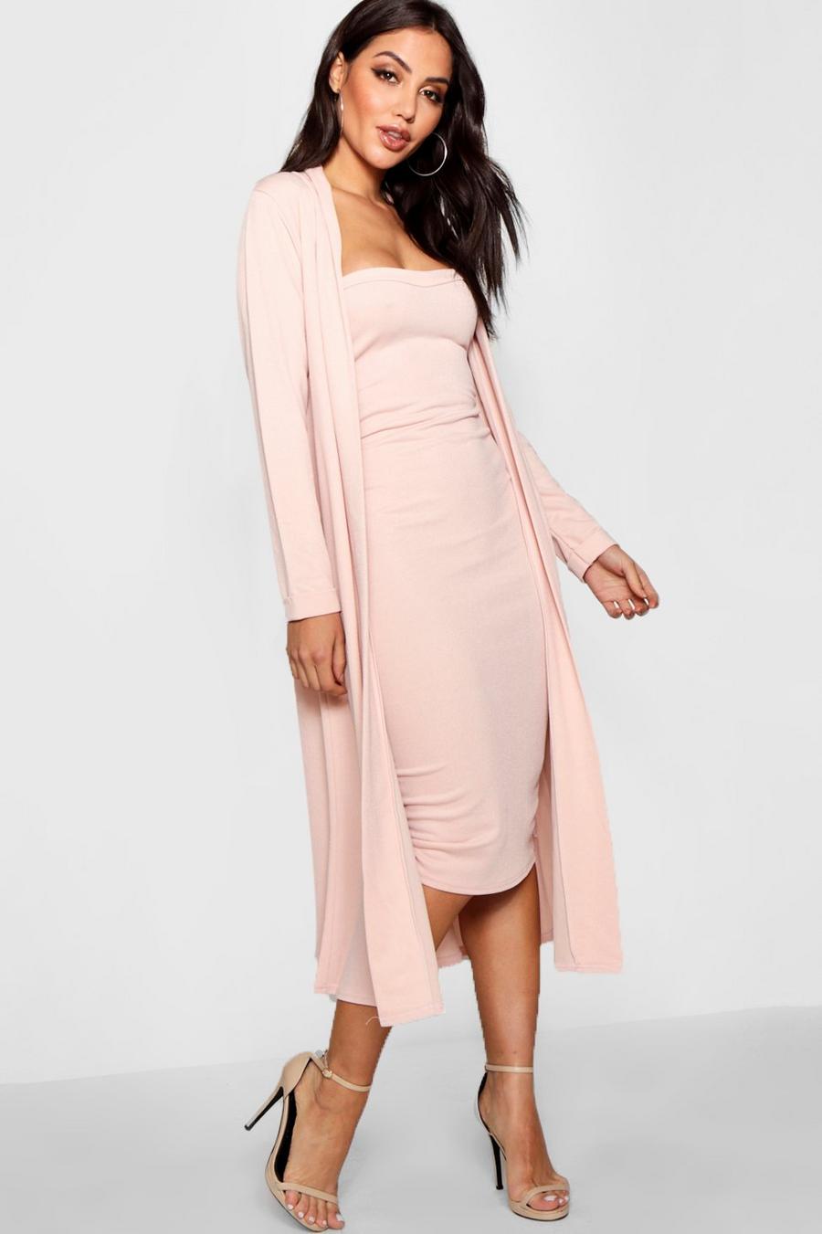 Blush Bandeau Dress And Duster Two-Piece Set image number 1