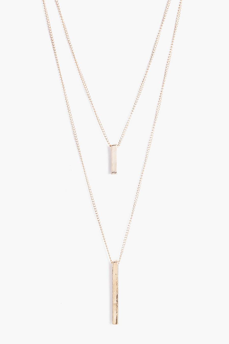 Gold Double Bar Layered Necklace image number 1