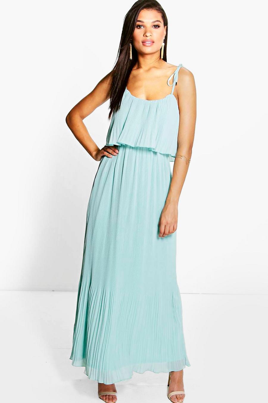 Sandra Pleated Double Layer Strappy Maxi Dress image number 1