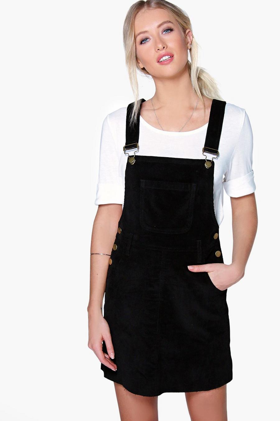 Black Cord Dungaree Pinafore Dress image number 1