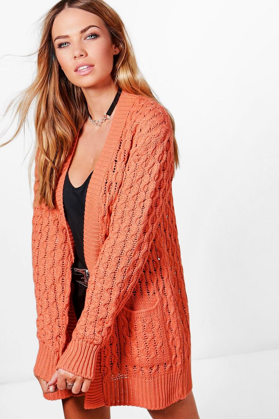 Apricot Cable Cardigan With Pockets image number 1