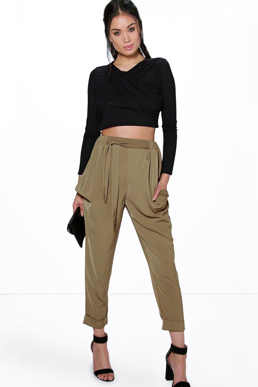 Alani Turn Up Tie Waist Cargo Trousers image number 1
