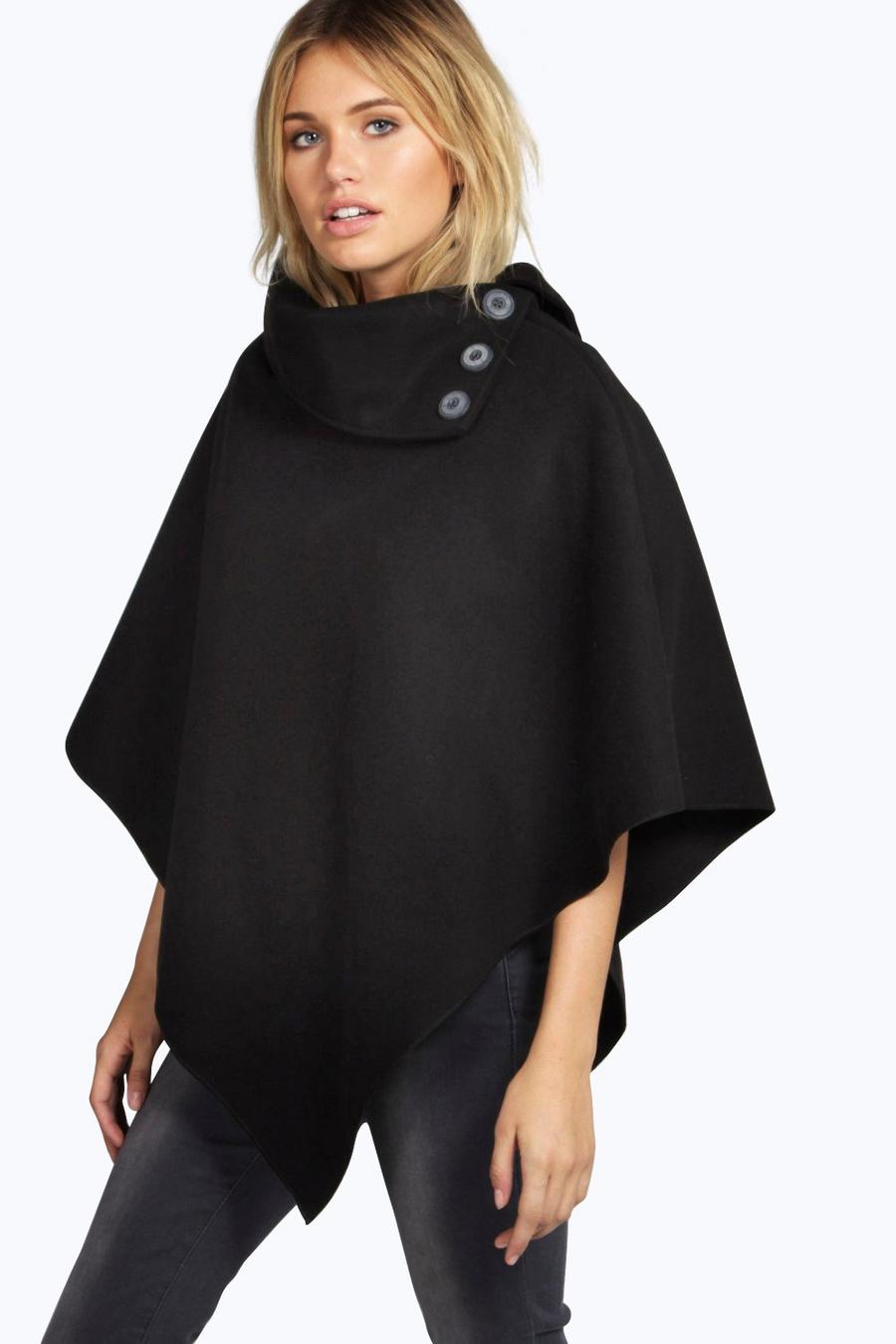 Black Cape With Buttons image number 1
