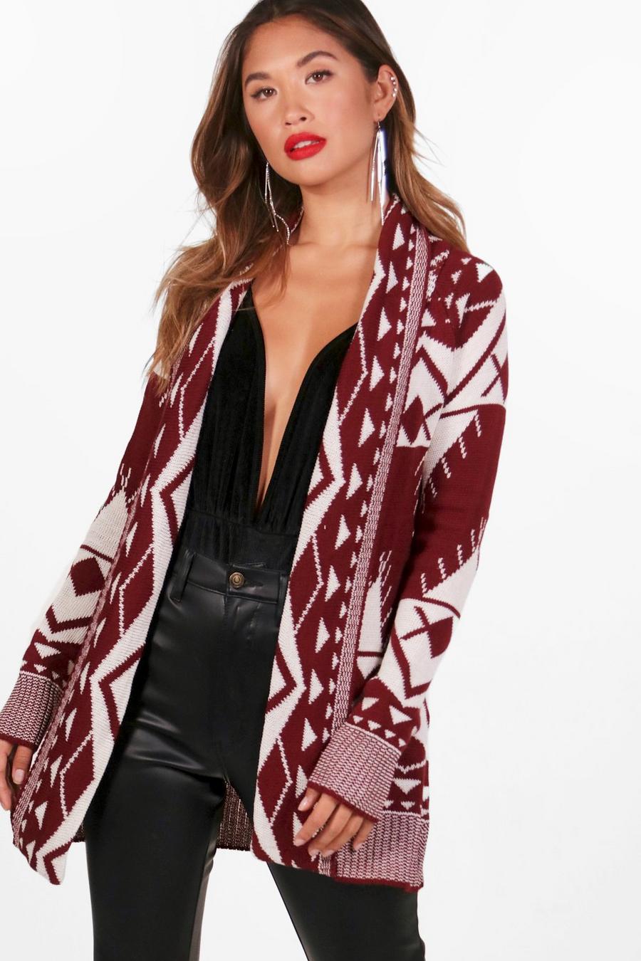 Merlot Aztec Cardigan image number 1