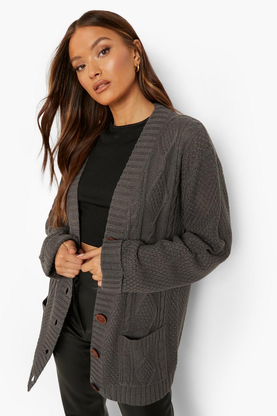 Charcoal Boyfriend Cardigan image number 1