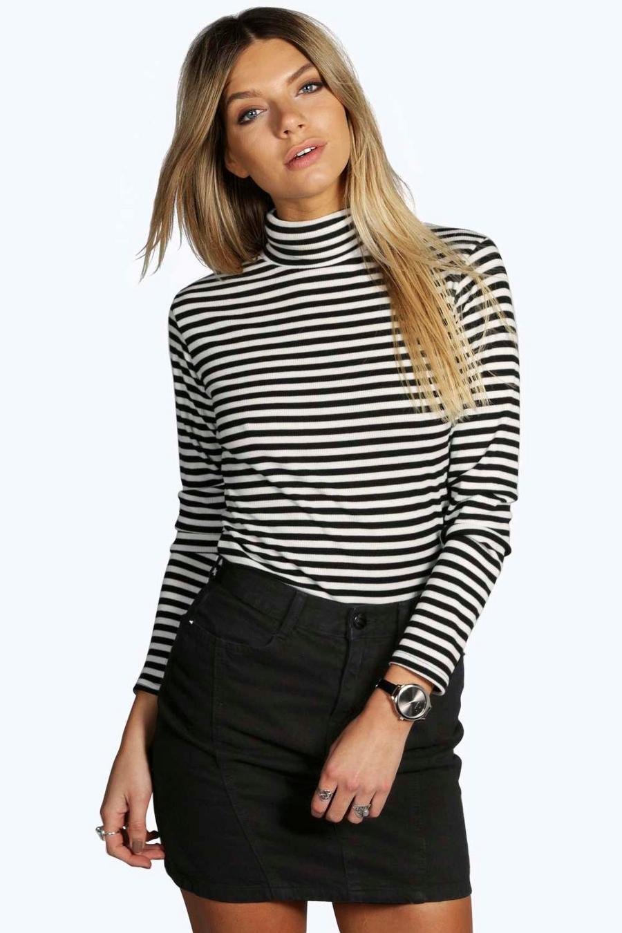 Multi Hope Ribbed Striped Turtle Neck Top image number 1
