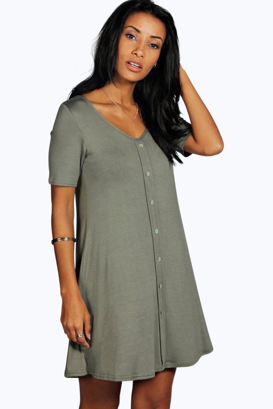 Milly Cap Sleeve Button Swing Dress image number 1