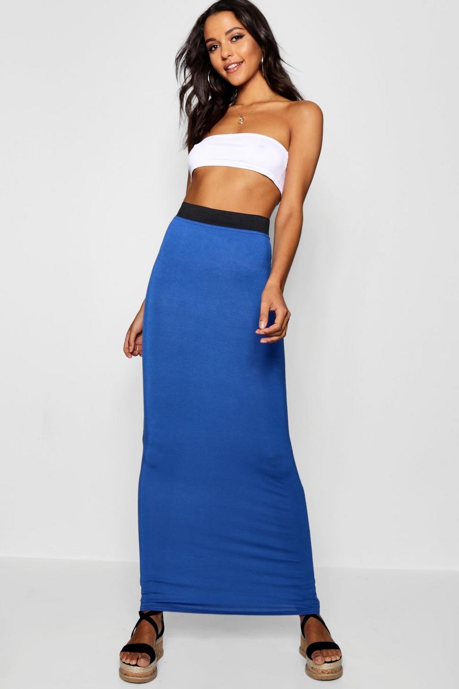 Cobalt Tall Jersey Knit Basic Contrast Waistband Maxi Skirt image number 1