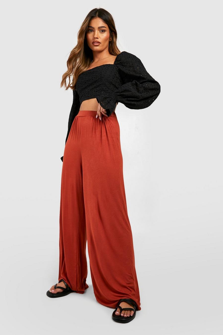 Rust Basics High Waisted Soft Wide Leg Trousers image number 1