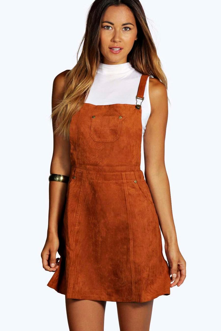 Rust Suedette Pinafore Dress image number 1